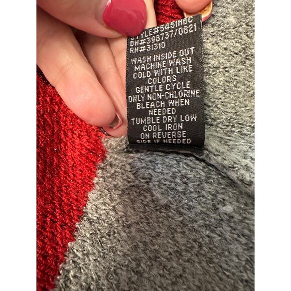 AGB Petite Women ColorBlock Long Line Open Front Cardigan Metalic Med - Picture 10 of 10